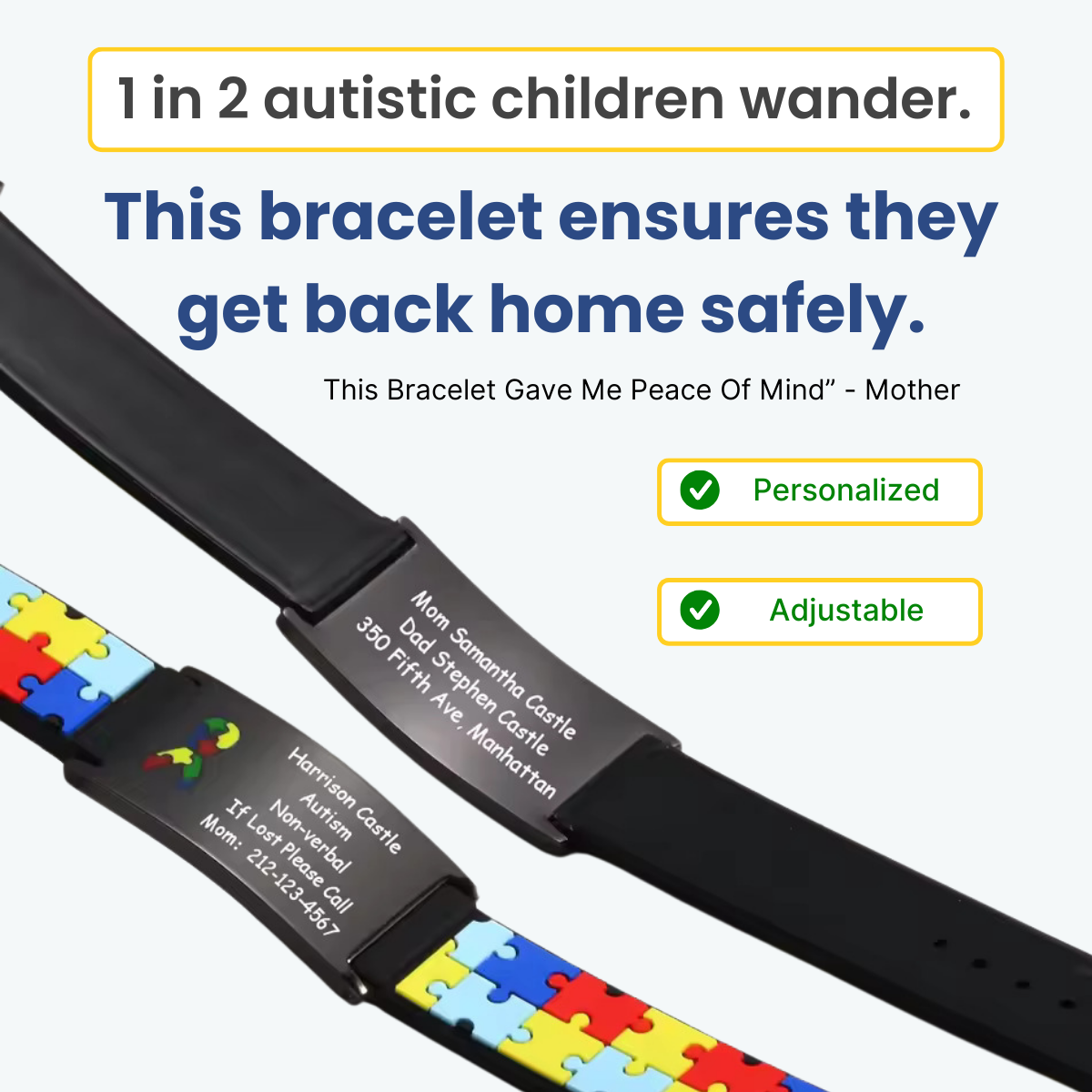 Autism Safety ID Bracelet – for Nonverbal & Wandering Kids